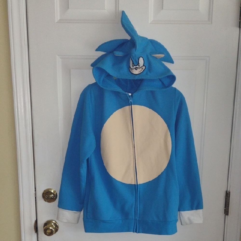Kids Sonic The Hedgehog Hooded Jacket Halloween Costume Size Large